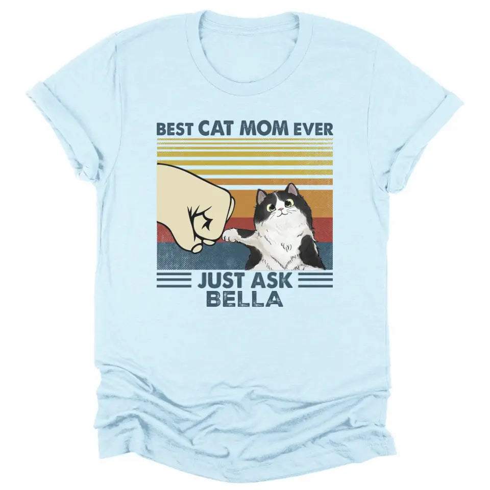Shirts & Tops-Best Cat Mom / Dad Ever - Personalized Unisex T-Shirt for Cat Lover | Cat Mom Gift | Cat Dad Gift-Unisex T-Shirt-Heather Ice Blue-JackNRoy