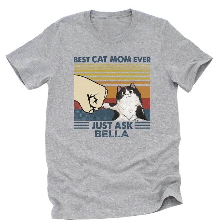 Shirts & Tops-Best Cat Mom / Dad Ever - Personalized Unisex T-Shirt for Cat Lover | Cat Mom Gift | Cat Dad Gift-Unisex T-Shirt-Athletic Heather-JackNRoy