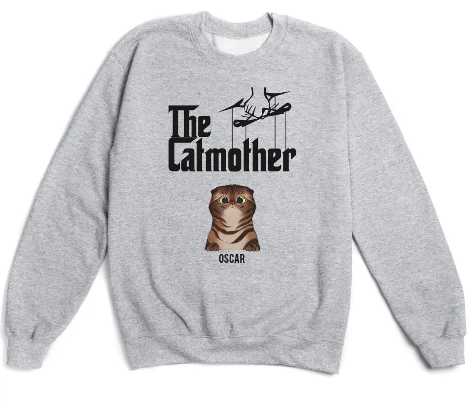 T-Shirt-The Catmother - Personalized Unisex T-Shirt for Cat Moms | Cat Lover Shirt | Cat Mom Gift-Unisex Sweatshirt-Sport Grey-JackNRoy