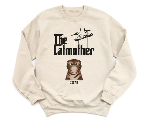T-Shirt-The Catmother - Personalized Unisex T-Shirt for Cat Moms | Cat Lover Shirt | Cat Mom Gift-Unisex Sweatshirt-Sand-JackNRoy