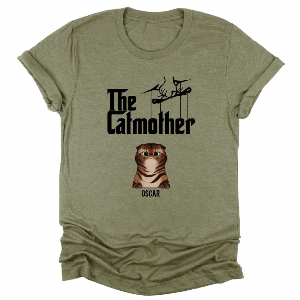 T-Shirt-The Catmother - Personalized Unisex T-Shirt for Cat Moms | Cat Lover Shirt | Cat Mom Gift-Unisex T-Shirt-Heather Olive-JackNRoy