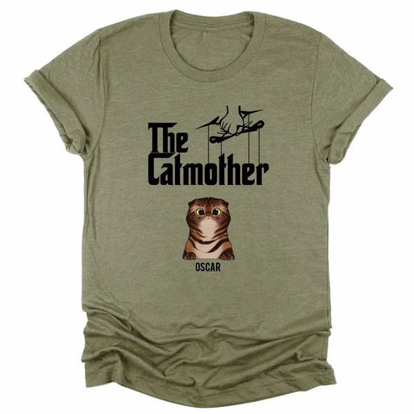 T-Shirt-The Catmother - Personalized Unisex T-Shirt for Cat Moms | Cat Lover Shirt | Cat Mom Gift-Unisex T-Shirt-Heather Olive-JackNRoy