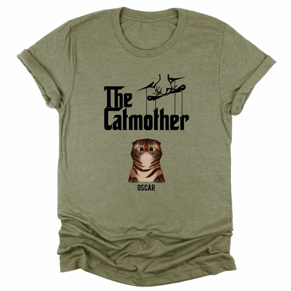 Shirts & Tops-The Catmother - Personalized Unisex T-Shirt for Cat Moms | Cat Lover Shirt | Cat Mom Gift-Unisex T-Shirt-Heather Olive-JackNRoy