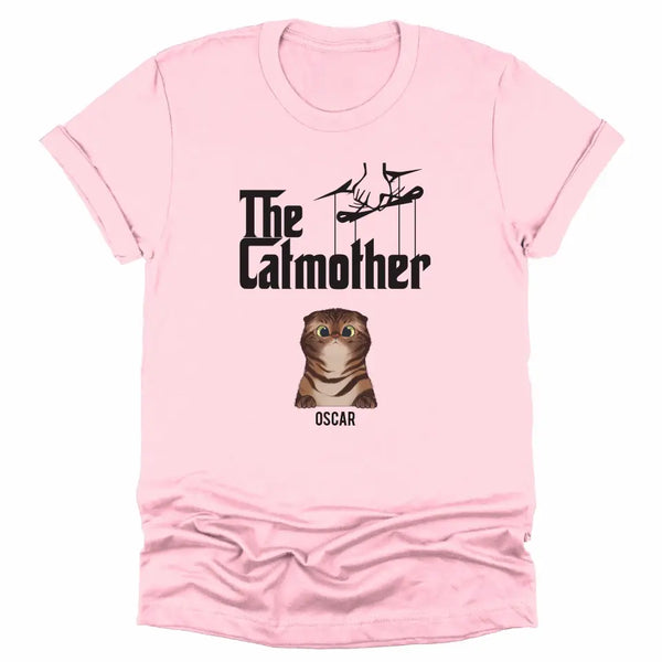 T-Shirt-The Catmother - Personalized Unisex T-Shirt for Cat Moms | Cat Lover Shirt | Cat Mom Gift-Unisex T-Shirt-Pink-JackNRoy