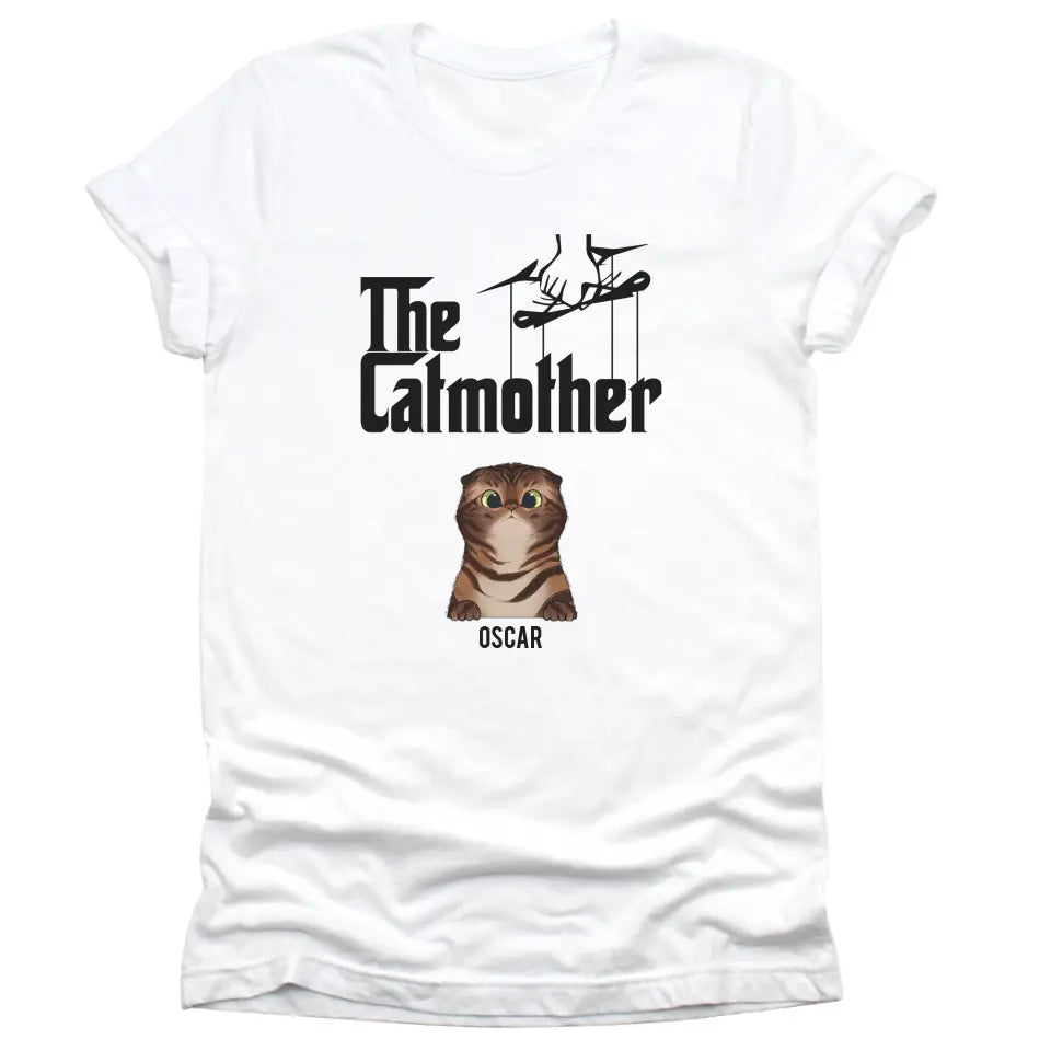 T-Shirt-The Catmother - Personalized Unisex T-Shirt for Cat Moms | Cat Lover Shirt | Cat Mom Gift-Unisex T-Shirt-White-JackNRoy