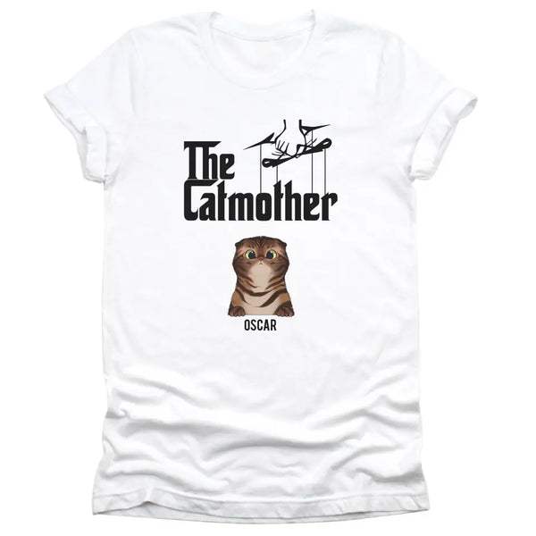 T-Shirt-The Catmother - Personalized Unisex T-Shirt for Cat Moms | Cat Lover Shirt | Cat Mom Gift-Unisex T-Shirt-White-JackNRoy