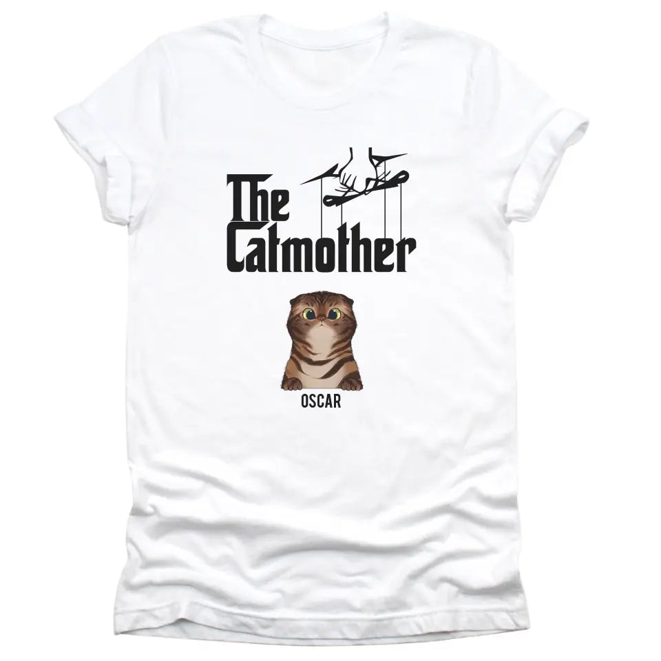 Shirts & Tops-The Catmother - Personalized Unisex T-Shirt for Cat Moms | Cat Lover Shirt | Cat Mom Gift-Unisex T-Shirt-White-JackNRoy