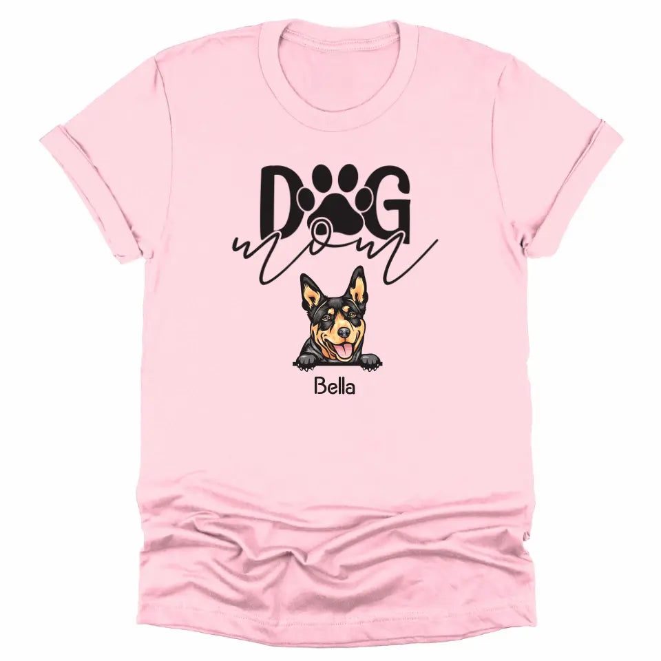 T-Shirt-Dog Mom - Personalized Unisex T-Shirt for Dog Moms | Dog Lover Shirt | Dog Mom Gift-Unisex T-Shirt-Pink-JackNRoy