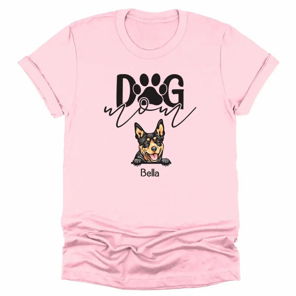 T-Shirt-Dog Mom - Personalized Unisex T-Shirt for Dog Moms | Dog Lover Shirt | Dog Mom Gift-Unisex T-Shirt-Pink-JackNRoy