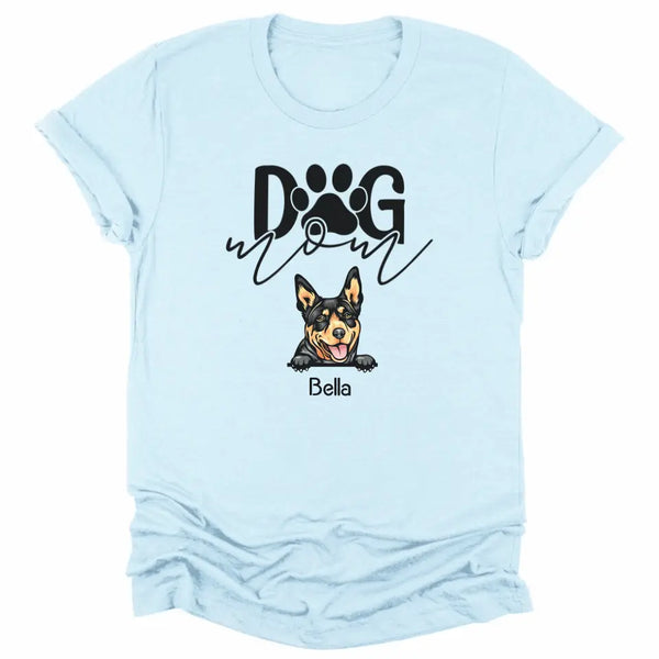 T-Shirt-Dog Mom - Personalized Unisex T-Shirt for Dog Moms | Dog Lover Shirt | Dog Mom Gift-Unisex T-Shirt-Heather Ice Blue-JackNRoy