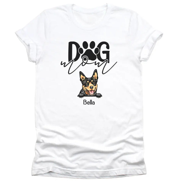 T-Shirt-Dog Mom - Personalized Unisex T-Shirt for Dog Moms | Dog Lover Shirt | Dog Mom Gift-Unisex T-Shirt-White-JackNRoy