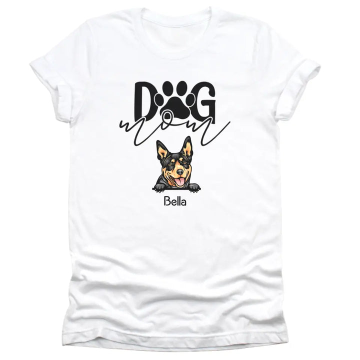 Shirts & Tops-Dog Mom - Personalized Unisex T-Shirt for Dog Moms | Dog Lover Shirt | Dog Mom Gift-Unisex T-Shirt-White-JackNRoy