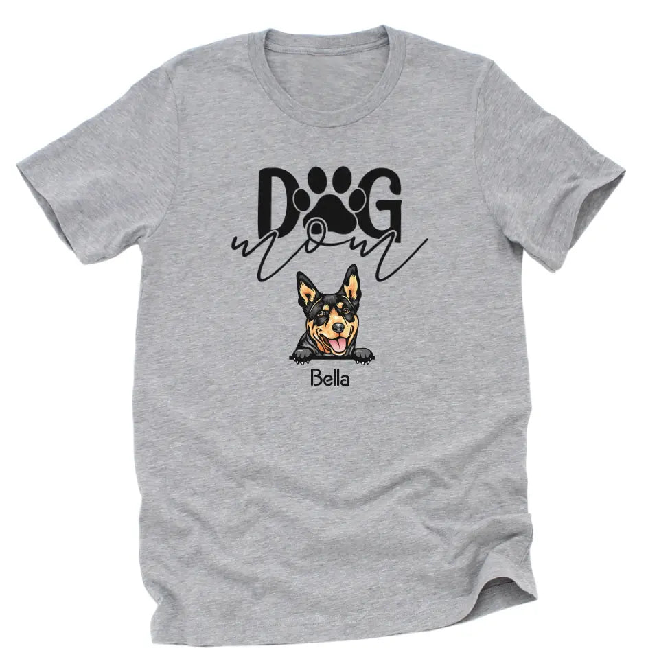 Shirts & Tops-Dog Mom - Personalized Unisex T-Shirt for Dog Moms | Dog Lover Shirt | Dog Mom Gift-Unisex T-Shirt-Athletic Heather-JackNRoy