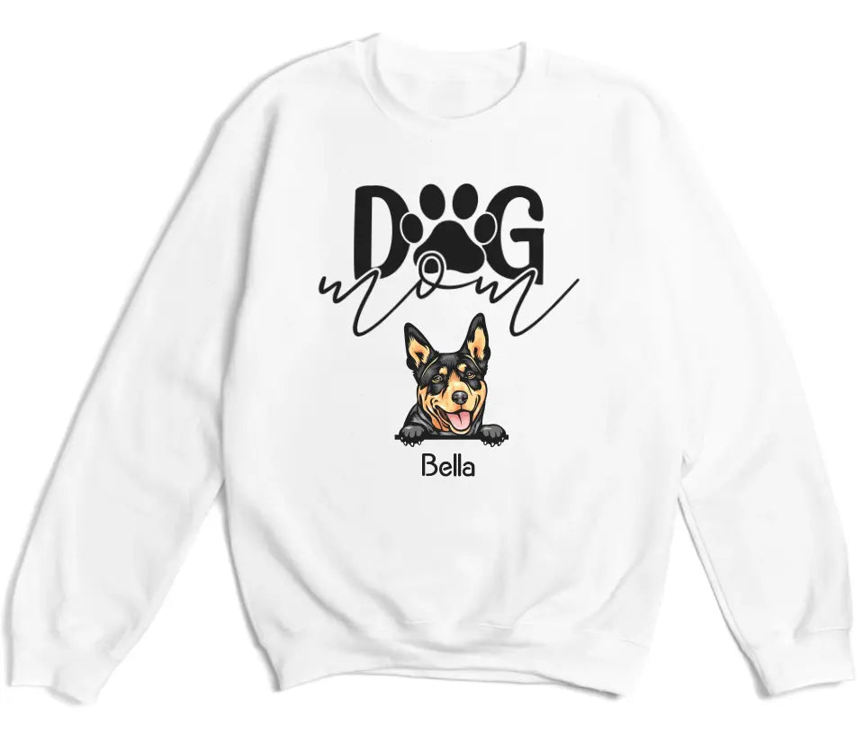 Shirts & Tops-Dog Mom - Personalized Unisex T-Shirt for Dog Moms | Dog Lover Shirt | Dog Mom Gift-Unisex Sweatshirt-White-JackNRoy