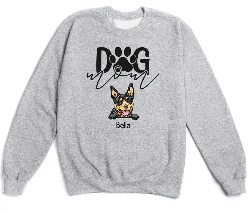 T-Shirt-Dog Mom - Personalized Unisex T-Shirt for Dog Moms | Dog Lover Shirt | Dog Mom Gift-Unisex Sweatshirt-Sport Grey-JackNRoy