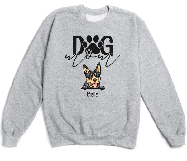 T-Shirt-Dog Mom - Personalized Unisex T-Shirt for Dog Moms | Dog Lover Shirt | Dog Mom Gift-Unisex Sweatshirt-Sport Grey-JackNRoy