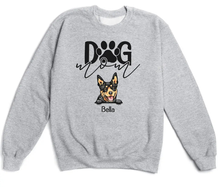 Shirts & Tops-Dog Mom - Personalized Unisex T-Shirt for Dog Moms | Dog Lover Shirt | Dog Mom Gift-Unisex Sweatshirt-Sport Grey-JackNRoy