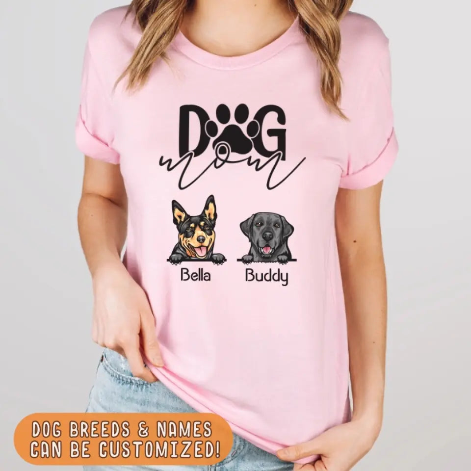 Shirts & Tops-Dog Mom - Personalized Unisex T-Shirt for Dog Moms | Dog Lover Shirt | Dog Mom Gift-JackNRoy