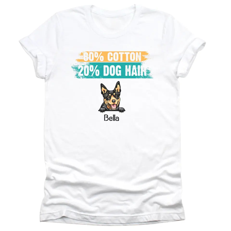 Shirts & Tops-80% Cotton / 20% Dog Hair - Personalized Unisex T-Shirt for Dog Lovers | Dog Mom Gift | Dog Dad Gift-Unisex T-Shirt-White-JackNRoy