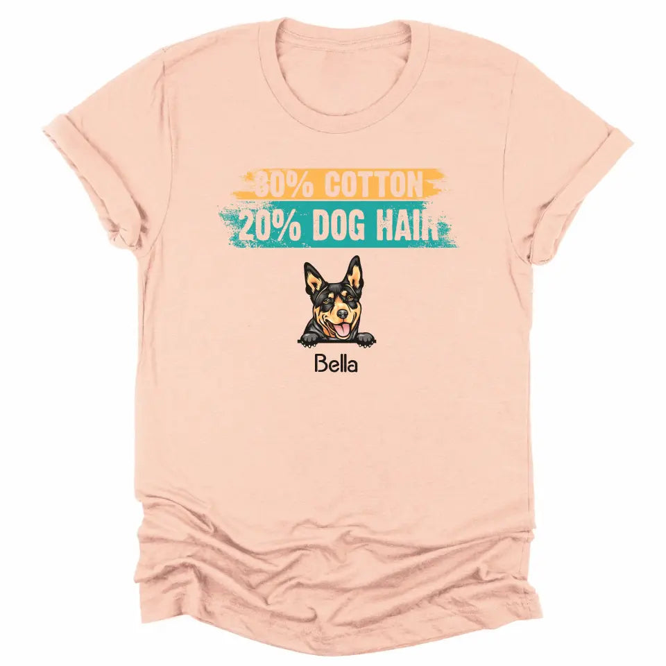 Shirts & Tops-80% Cotton / 20% Dog Hair - Personalized Unisex T-Shirt for Dog Lovers | Dog Mom Gift | Dog Dad Gift-Unisex T-Shirt-Heather Peach-JackNRoy