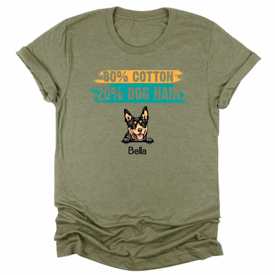 Shirts & Tops-80% Cotton / 20% Dog Hair - Personalized Unisex T-Shirt for Dog Lovers | Dog Mom Gift | Dog Dad Gift-Unisex T-Shirt-Heather Olive-JackNRoy