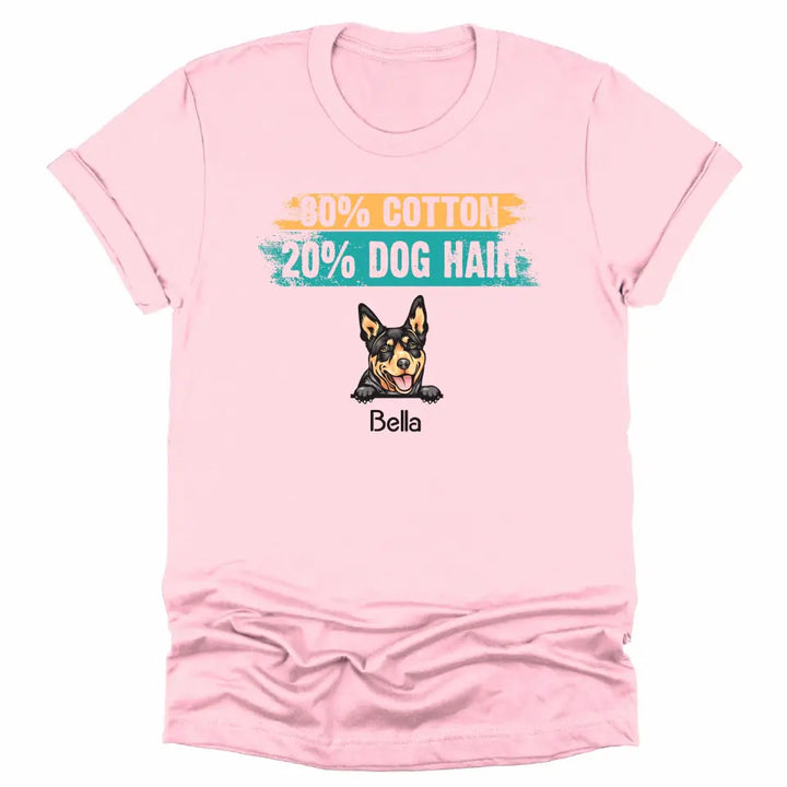 Shirts & Tops-80% Cotton / 20% Dog Hair - Personalized Unisex T-Shirt for Dog Lovers | Dog Mom Gift | Dog Dad Gift-Unisex T-Shirt-Pink-JackNRoy