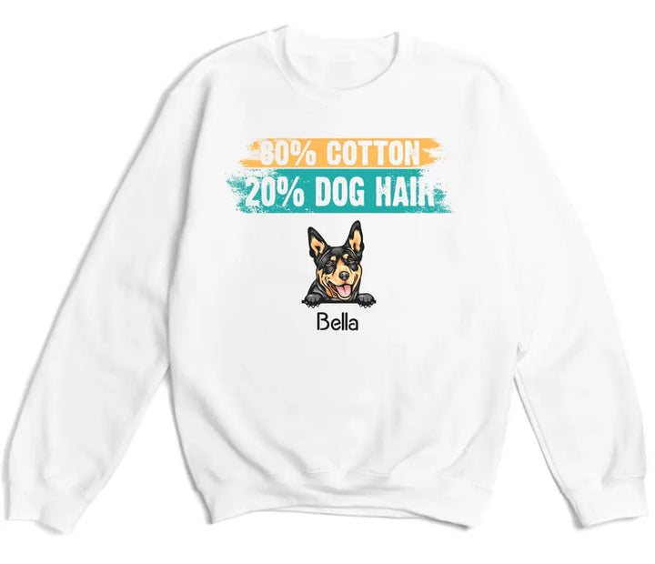 Shirts & Tops-80% Cotton / 20% Dog Hair - Personalized Unisex T-Shirt for Dog Lovers | Dog Mom Gift | Dog Dad Gift-Unisex Sweatshirt-White-JackNRoy