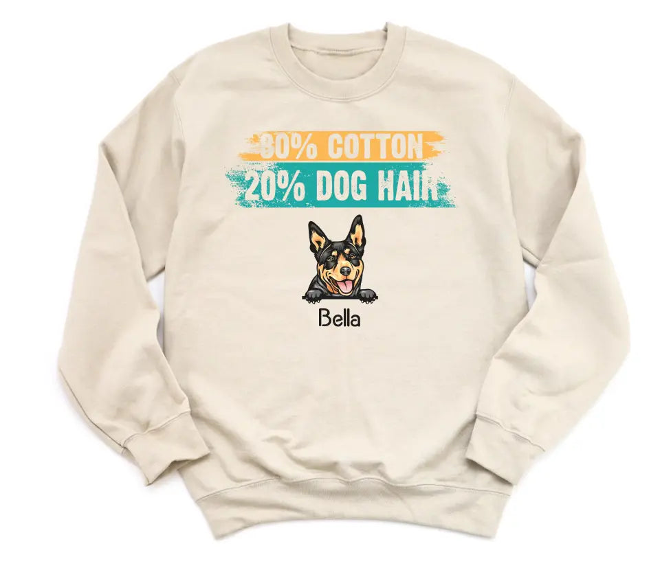 Shirts & Tops-80% Cotton / 20% Dog Hair - Personalized Unisex T-Shirt for Dog Lovers | Dog Mom Gift | Dog Dad Gift-Unisex Sweatshirt-Sand-JackNRoy