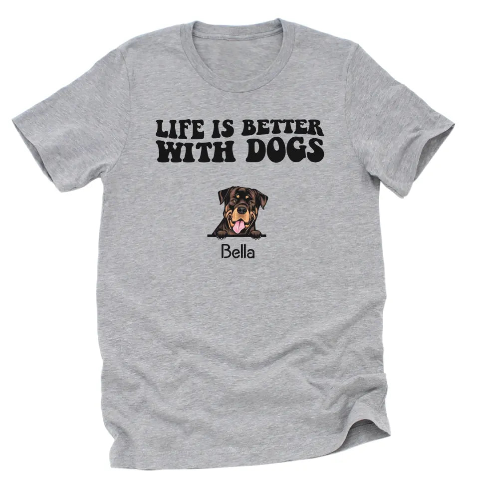 T-Shirt-Life Is Better With Dogs - Personalized Unisex T-Shirt for Dog Lovers | Dog Lover Shirt | Dog Mom Gift | Dog Dad Gift-Unisex T-Shirt-Athletic Heather-JackNRoy