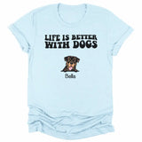 T-Shirt-Life Is Better With Dogs - Personalized Unisex T-Shirt for Dog Lovers | Dog Lover Shirt | Dog Mom Gift | Dog Dad Gift-Unisex T-Shirt-Heather Ice Blue-JackNRoy
