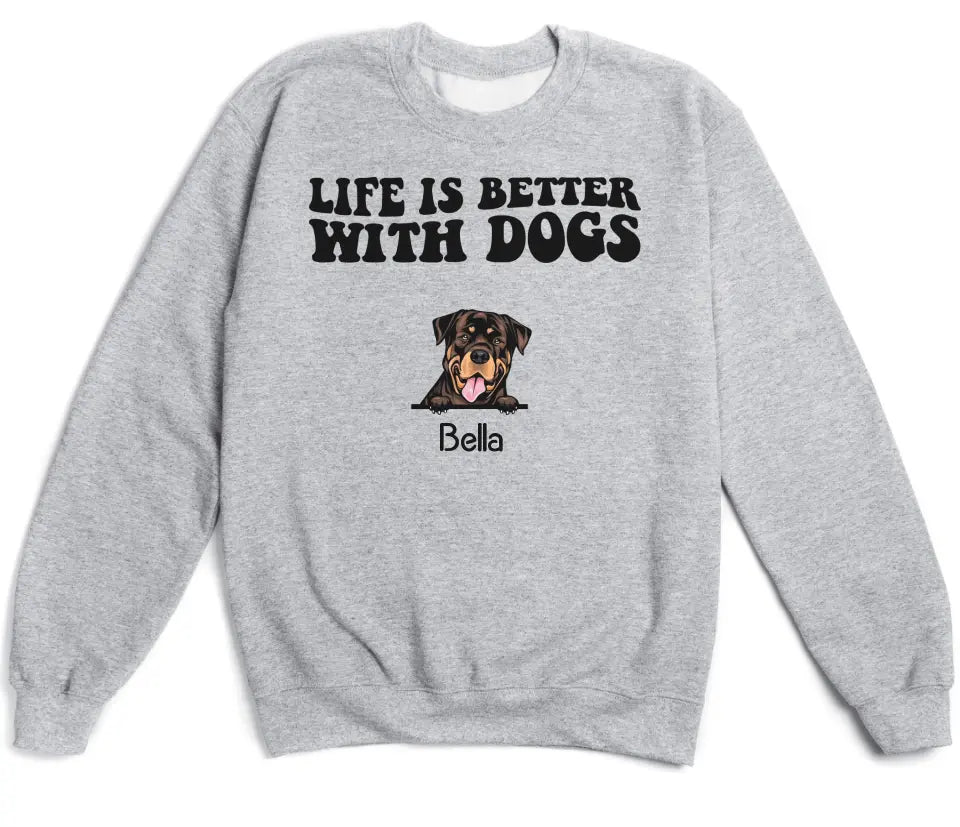 T-Shirt-Life Is Better With Dogs - Personalized Unisex T-Shirt for Dog Lovers | Dog Lover Shirt | Dog Mom Gift | Dog Dad Gift-Unisex Sweatshirt-Sport Grey-JackNRoy