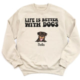 T-Shirt-Life Is Better With Dogs - Personalized Unisex T-Shirt for Dog Lovers | Dog Lover Shirt | Dog Mom Gift | Dog Dad Gift-Unisex Sweatshirt-Sand-JackNRoy
