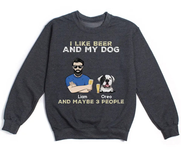 T-Shirt-I Like My Beer And My Dog - Personalized Unisex T-Shirt for Men | Dog Dad Shirt | Dog Lover Gift-Unisex Swetshirt-Dark Heather-JackNRoy