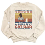 T-Shirt-Super Sexy Cat Dad - Personalized Unisex T-Shirt for Cat Dads | Cat Lover Shirt | Cat Dad Gift-Unisex Sweatshirt-Sand-JackNRoy