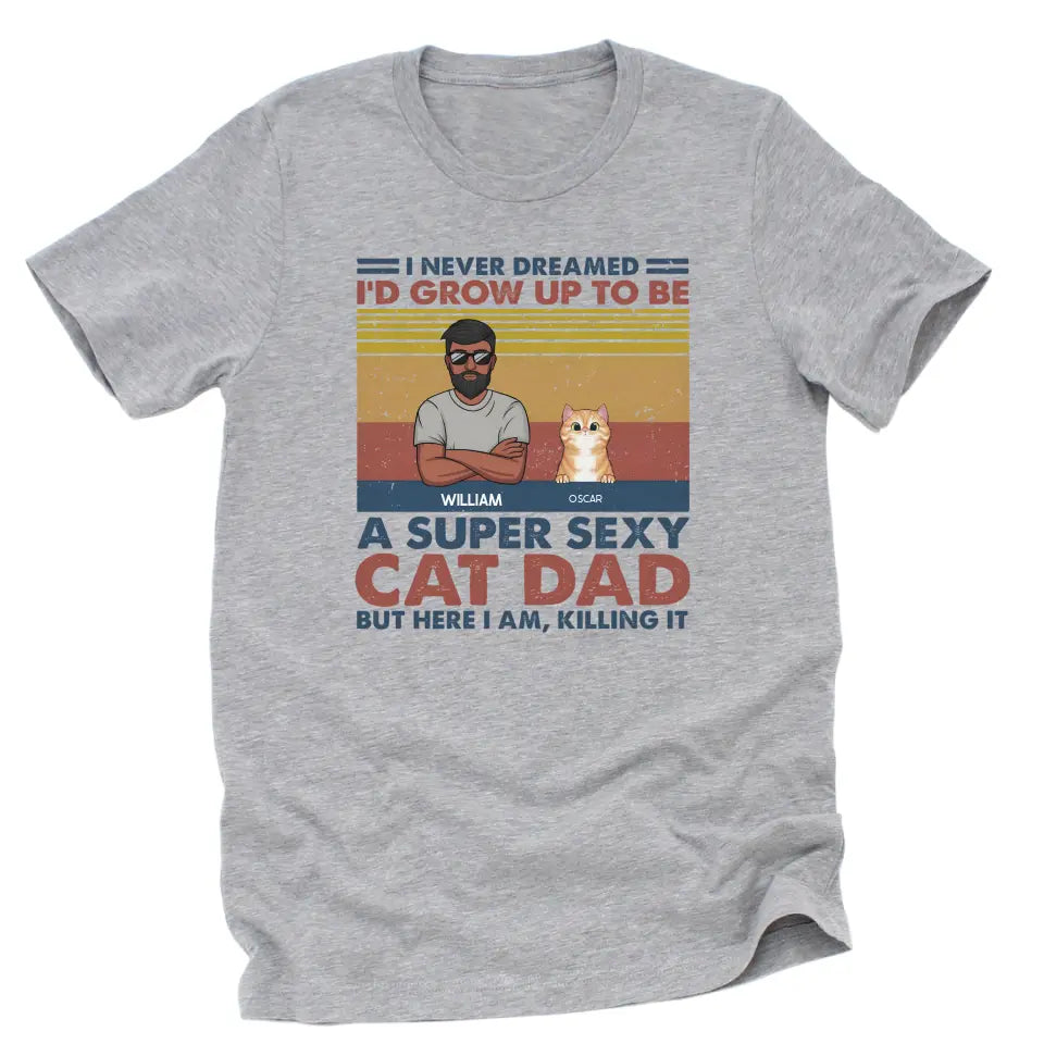 Shirts & Tops-Super Sexy Cat Dad - Personalized Unisex T-Shirt for Cat Dads | Cat Lover Shirt | Cat Dad Gift-Unisex T-Shirt-Athletic Heather-JackNRoy