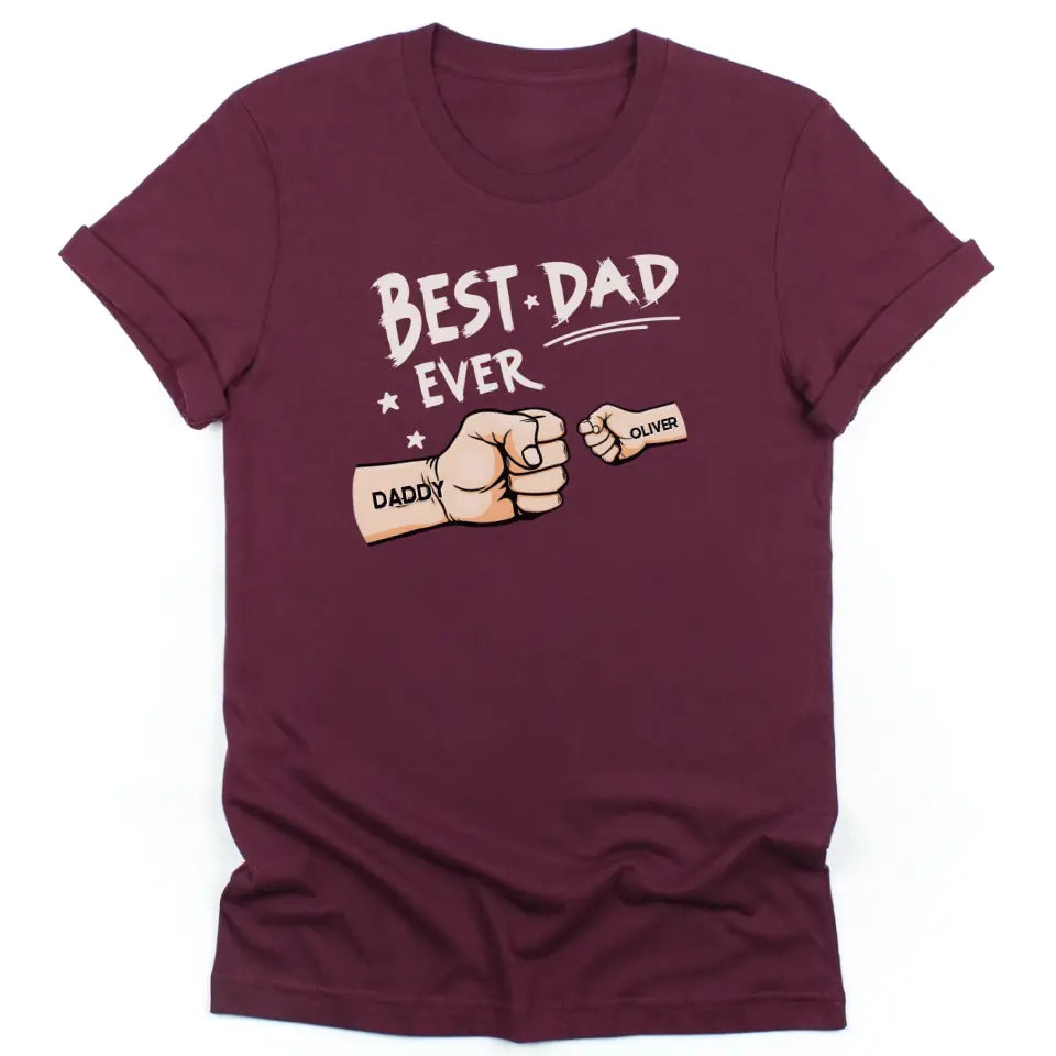 Shirts & Tops-Best Dad Ever - Personalized Unisex T-Shirt / Sweatshirt | Dad Shirt | Gift for Dad-Unisex T-Shirt-Maroon-JackNRoy