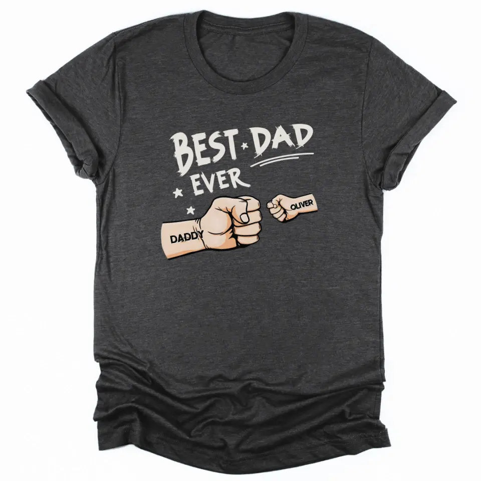 Shirts & Tops-Best Dad Ever - Personalized Unisex T-Shirt / Sweatshirt | Dad Shirt | Gift for Dad-Unisex T-Shirt-Dark Grey Heather-JackNRoy