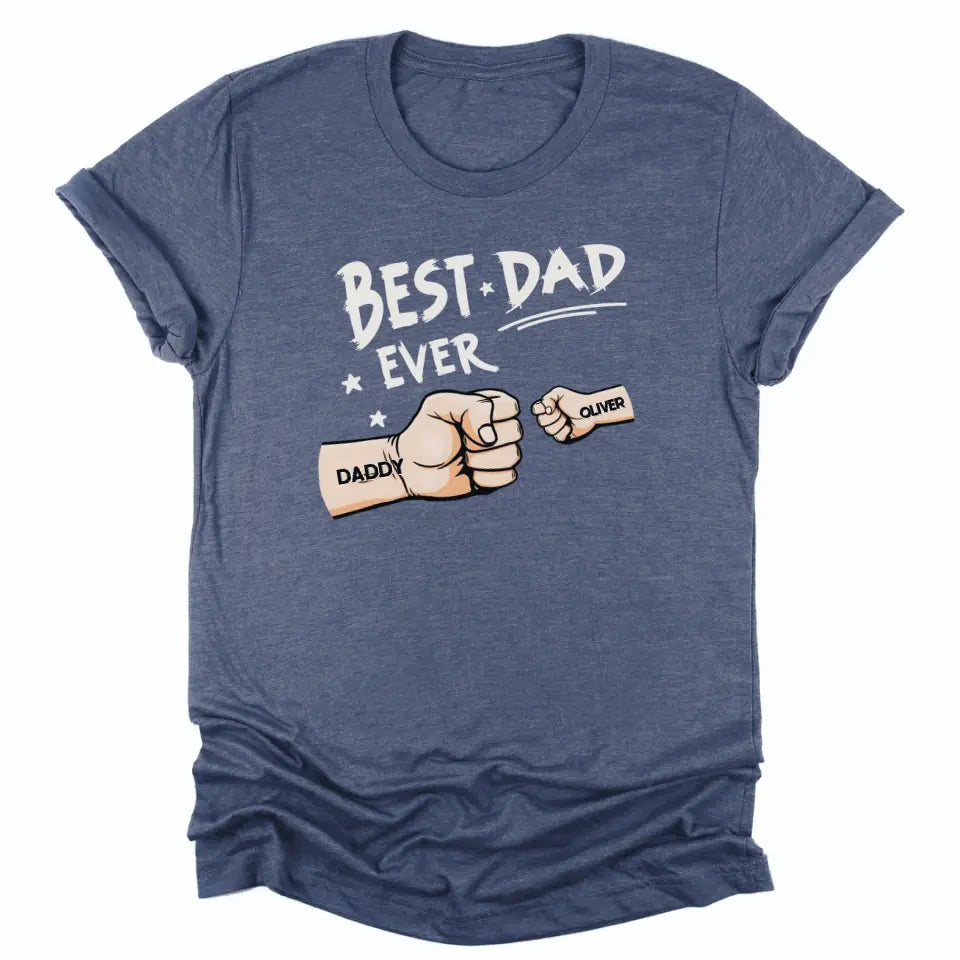 Shirts & Tops-Best Dad Ever - Personalized Unisex T-Shirt / Sweatshirt | Dad Shirt | Gift for Dad-Unisex T-Shirt-Heather Navy-JackNRoy