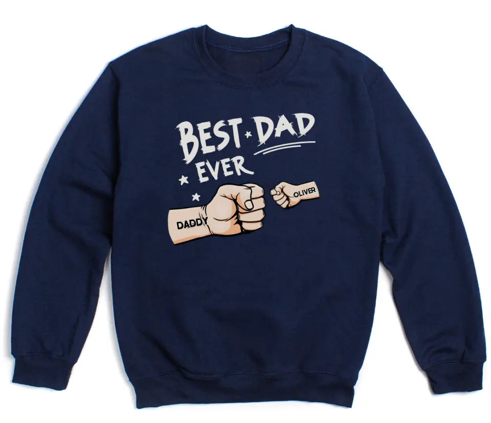Shirts & Tops-Best Dad Ever - Personalized Unisex T-Shirt / Sweatshirt | Dad Shirt | Gift for Dad-Unisex Sweatshirt-Navy-JackNRoy
