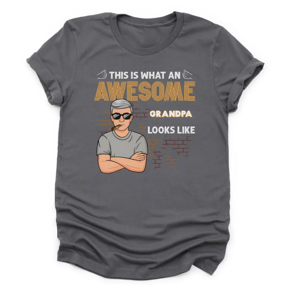 Shirts & Tops-Awesome Dad/Grandpa - Personalized Unisex T-Shirt for Men | Grandpa Gift | Dad Shirt-Unisex T-Shirt-Asphalt-JackNRoy