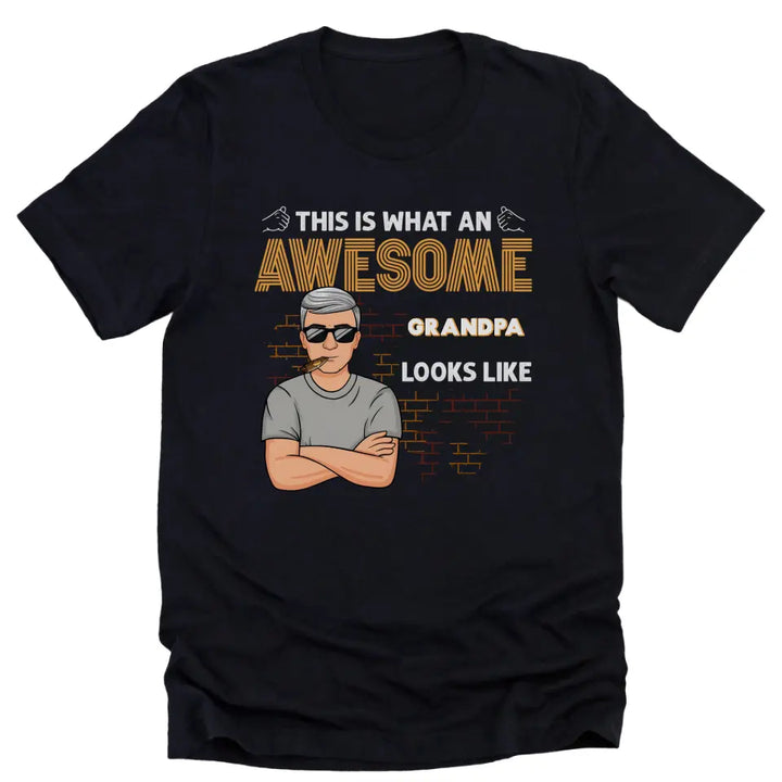 Shirts & Tops-Awesome Dad/Grandpa - Personalized Unisex T-Shirt for Men | Grandpa Gift | Dad Shirt-Unisex T-Shirt-Black-JackNRoy