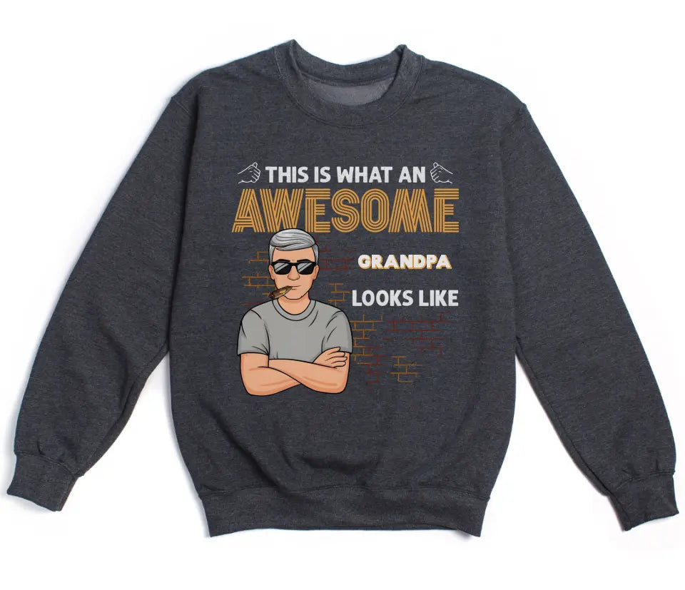 Shirts & Tops-Awesome Dad/Grandpa - Personalized Unisex T-Shirt for Men | Grandpa Gift | Dad Shirt-Unisex Sweatshirt-Dark Heather-JackNRoy