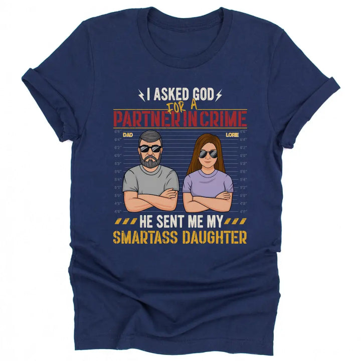 Shirts & Tops-Partners In Crime (Daughter) - Personalized T-Shirt for Dad | Gifts for Dad | Dad Shirts-JackNRoy