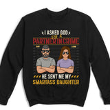 T-Shirt-Partners In Crime (Daughter) - Personalized T-Shirt for Dad | Gifts for Dad | Dad Shirts-Unisex Sweatshirt-Black-JackNRoy