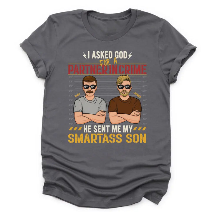 Shirts & Tops-Partners In Crime (Son) - Personalized Unisex T-Shirt for Dad | Dad Shirt | Dad Gift-Unisex T-Shirt-Asphalt-JackNRoy