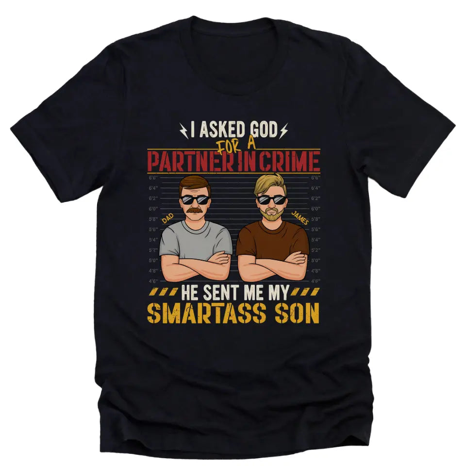 Shirts & Tops-Partners In Crime (Son) - Personalized Unisex T-Shirt for Dad | Dad Shirt | Dad Gift-Unisex T-Shirt-Black-JackNRoy