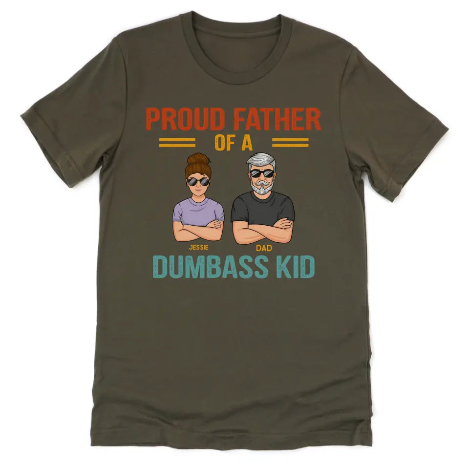 T-Shirt-Proud Father - Personalized Unisex T-Shirt | Dad Shirt | Father's Day Gift-Unisex T-Shirt-Army-JackNRoy