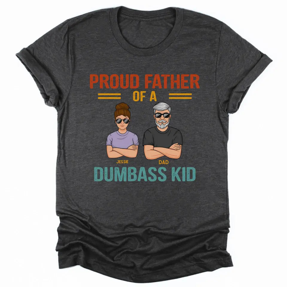 T-Shirt-Proud Father - Personalized Unisex T-Shirt | Dad Shirt | Father's Day Gift-Unisex T-Shirt-Dark Grey Heather-JackNRoy