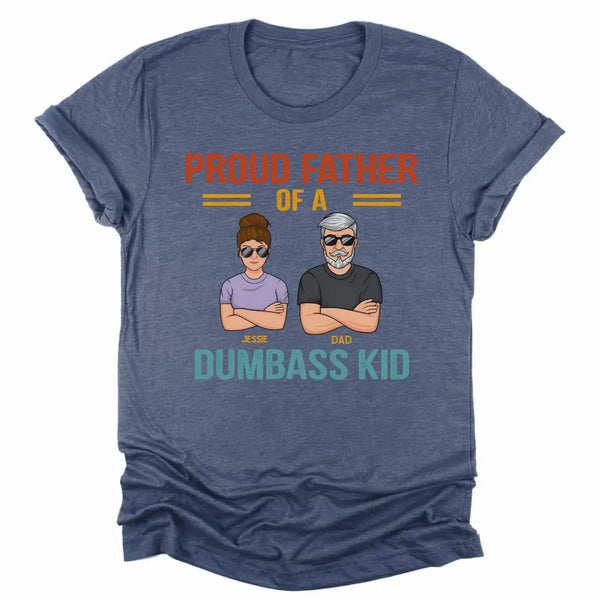 T-Shirt-Proud Father - Personalized Unisex T-Shirt | Dad Shirt | Father's Day Gift-Unisex T-Shirt-Heather Navy-JackNRoy