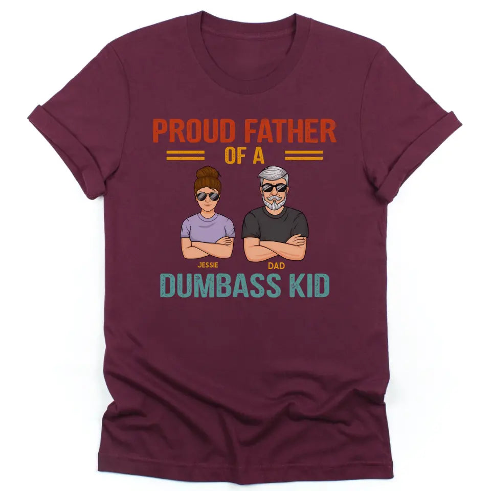 T-Shirt-Proud Father - Personalized Unisex T-Shirt | Dad Shirt | Father's Day Gift-Unisex T-Shirt-Maroon-JackNRoy